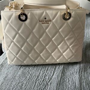 Kate Spade White Quilted Leather Tote Bag